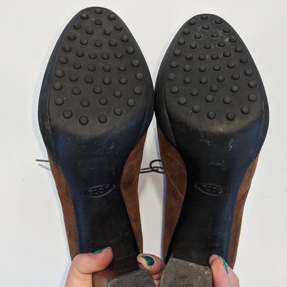 Tod's Rich Brown suede lace-up high-heeled booties - Picture 7 of 7
